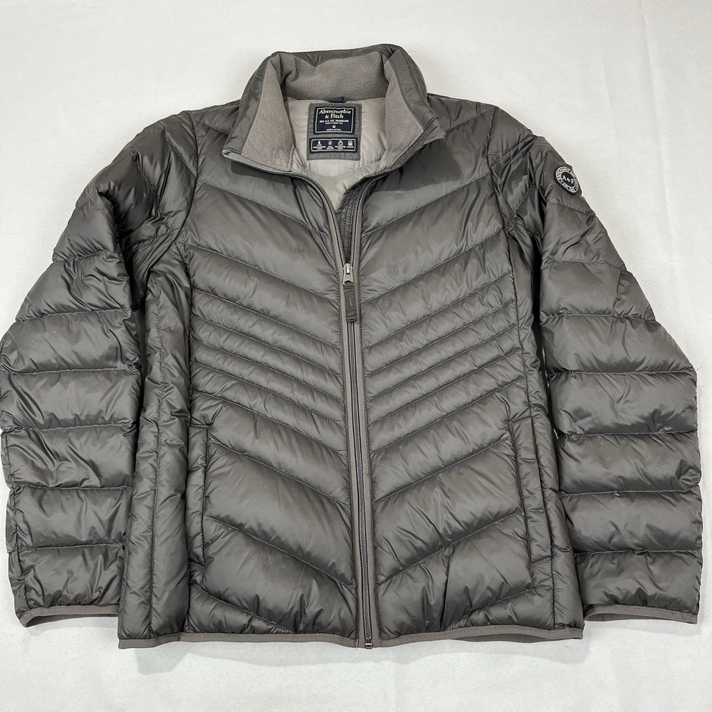 Abercrombie & Fitch Feather/Down Insulated Gray Jacket Women Medium Packable‎